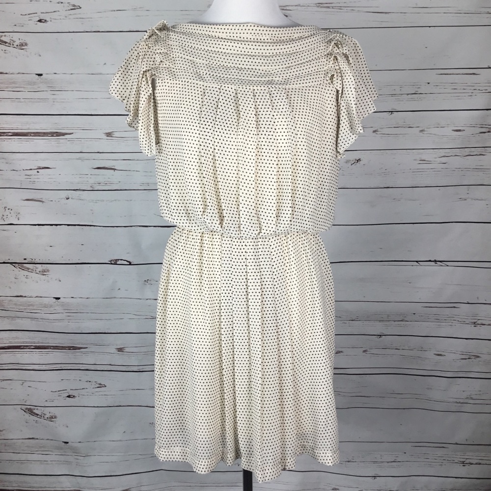 Max Studio Polka Dot Midi Dress Flutter Sleeve Med. Romantic Pleated Tea Party